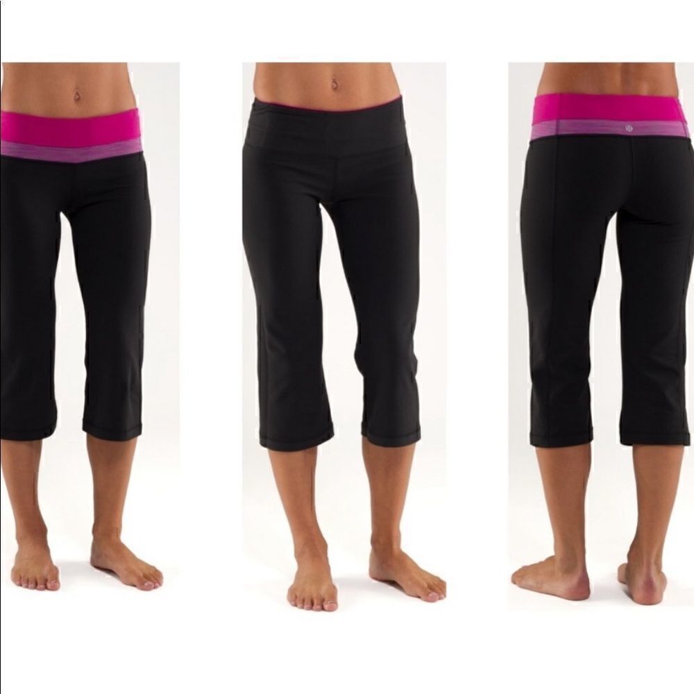 Lululemon Run: Chase Me Crop with Pink Waistband Size 4